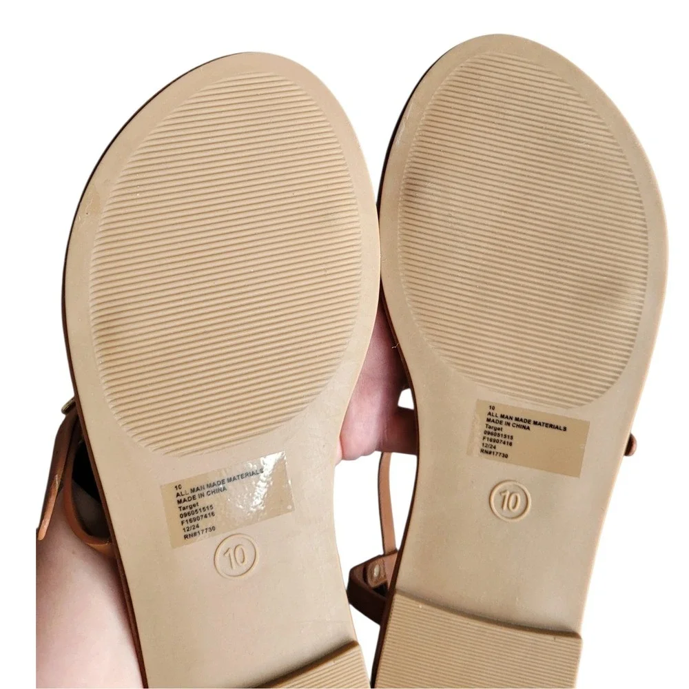 UNIVERSAL THREAD 10 Gold Brown Mildred Ornament Anle Strap Memory Foam Sandal